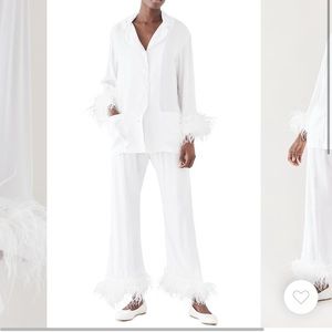 SLEEPER WHITE PAJAMA SET WITH FEATHERS